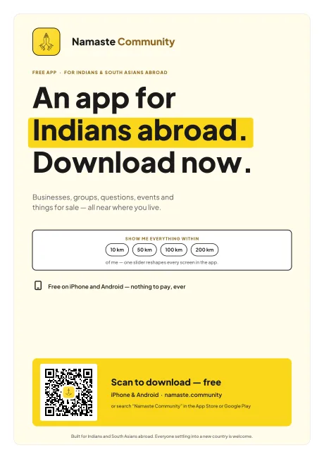 An app for Indians abroad poster — An app for Indians abroad. Download now.