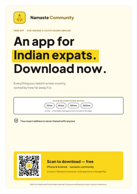 An app for Indian expats poster — An app for Indian expats. Download now.