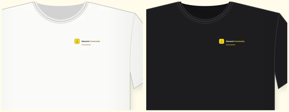 Chest logo: the light-fabric print on a white T-shirt and the dark-fabric print on a black one