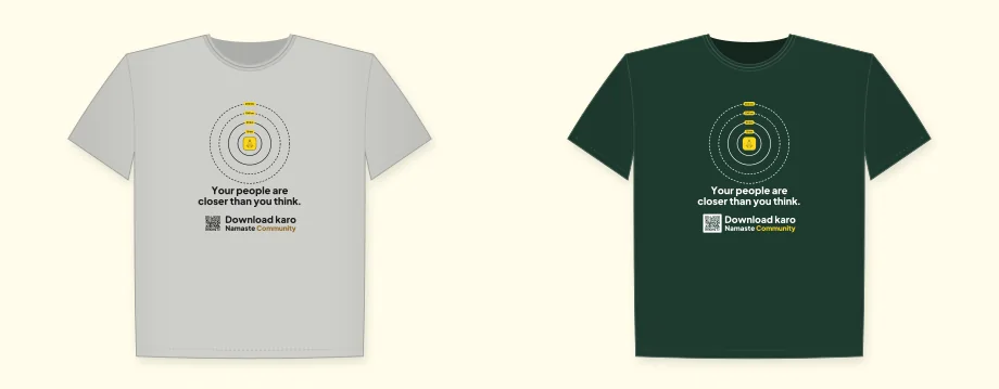 Closer than you think: the light-fabric print on a heather grey T-shirt and the dark-fabric print on a bottle green one